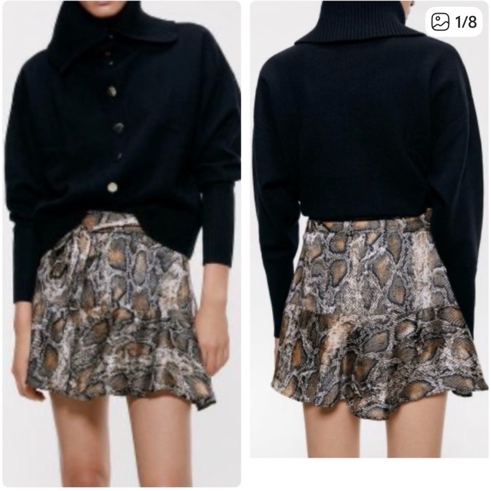 Zara Snake Print Mini Skort size small